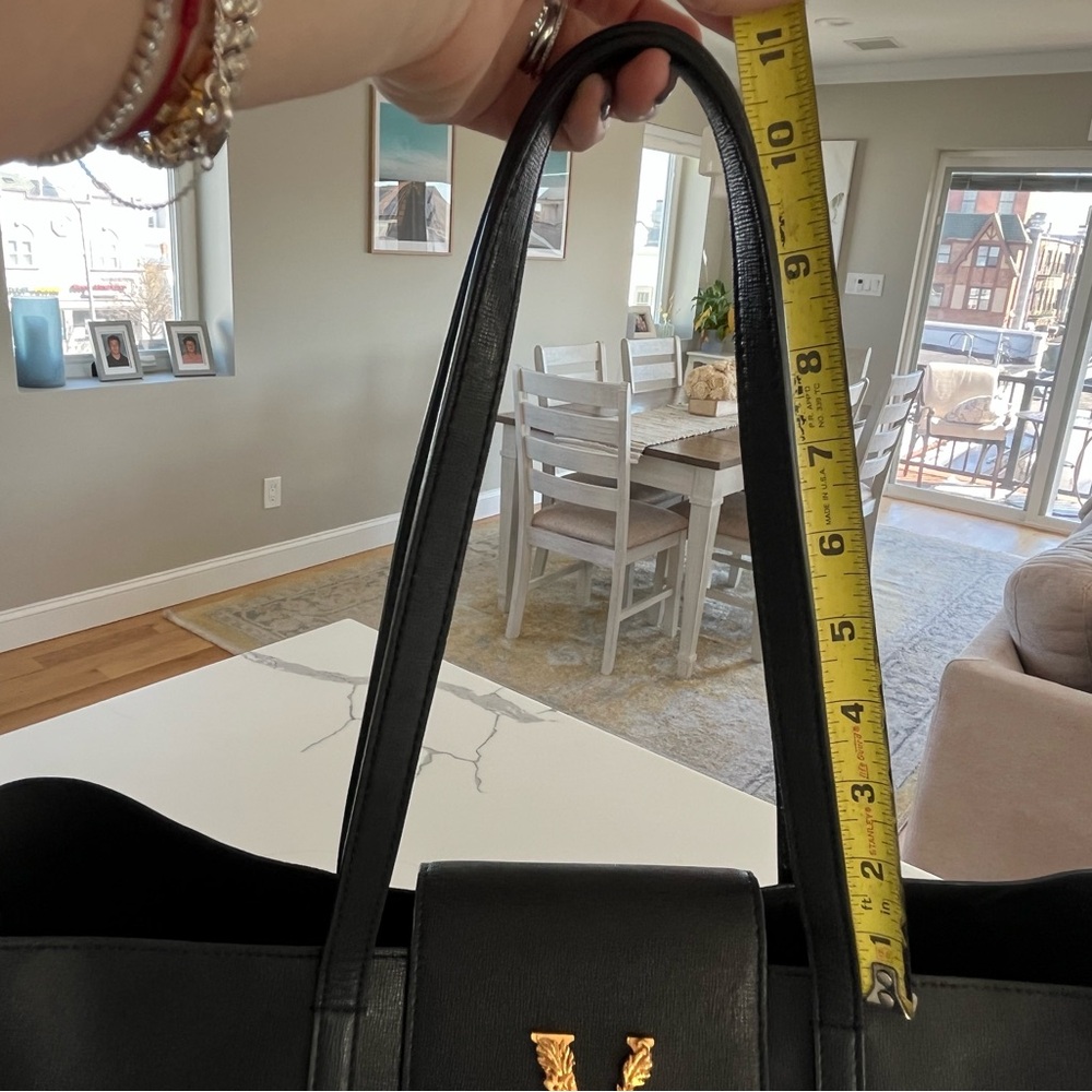 Versace Virtus Grained Calfskin Tote & Pouch Set Barocco V Gold-Tone Hardware - Picture 12 of 16
